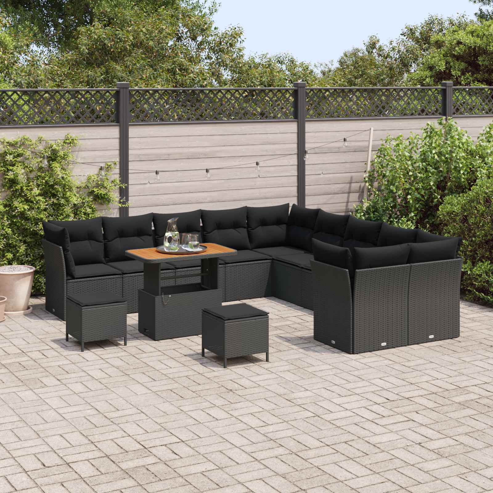 Tuin Sofa Set 13 st Zwart poly rattan