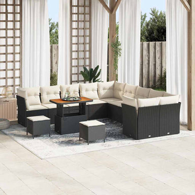 Tuin Sofa Set 13 st Zwart en Crème poly rattan