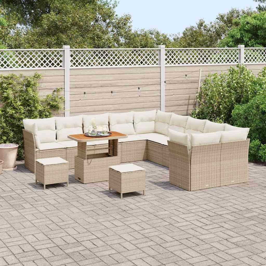 Tuin Sofa Set 13 st Beige en Crème poly rattan