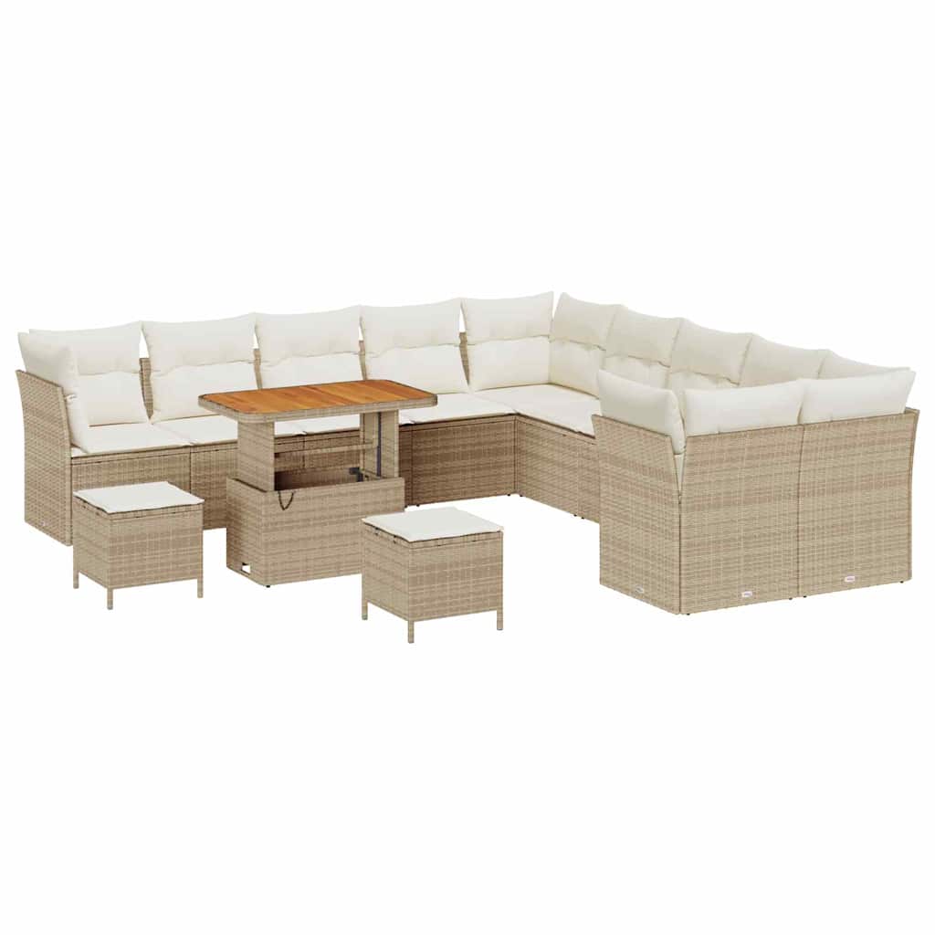 Tuin Sofa Set 13 st Beige en Crème poly rattan