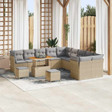 Tuin Sofa Set 13 st 12-Aantal zitplaatsen Beige en Licht Grijs