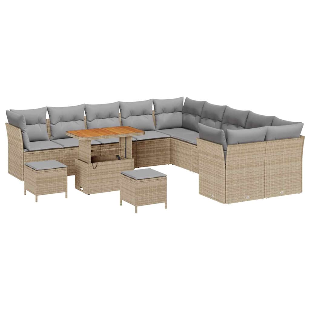 Tuin Sofa Set 13 st 12-Aantal zitplaatsen Beige en Licht Grijs