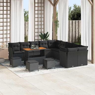 Tuin Sofa Set 14 st Zwart poly rattan