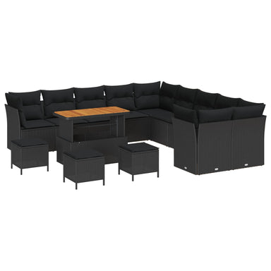 Tuin Sofa Set 14 st Zwart poly rattan