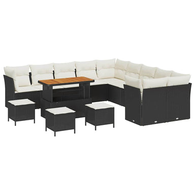 Tuin Sofa Set 14 st Zwart en Crème poly rattan