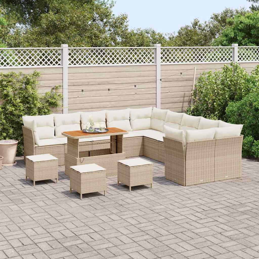 Tuin Sofa Set 14 st Beige en Crème poly rattan