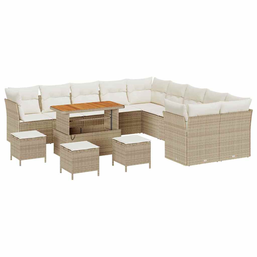 Tuin Sofa Set 14 st Beige en Crème poly rattan