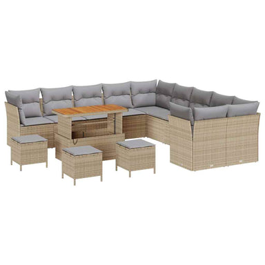 Tuin Sofa Set 14 st Beige en Licht Grijs poly rattan