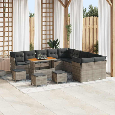 Tuin Sofa Set 14 st Grijs poly rattan