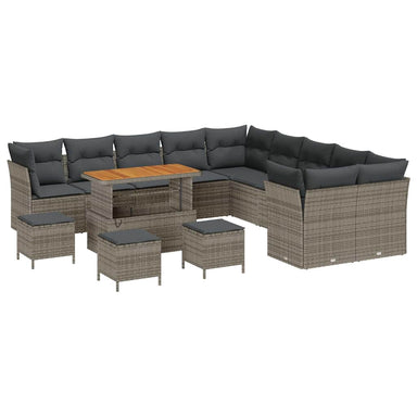 Tuin Sofa Set 14 st Grijs poly rattan