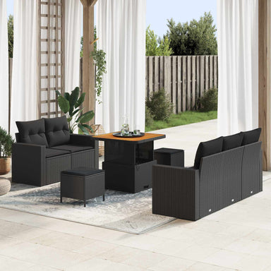 Tuin Sofa Set 8 st 5-Aantal zitplaatsen Zwart poly rattan