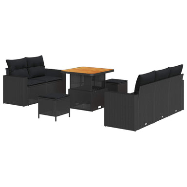 Tuin Sofa Set 8 st 5-Aantal zitplaatsen Zwart poly rattan