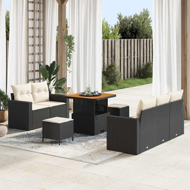 Tuin Sofa Set 8 st 5-Aantal zitplaatsen Zwart en Crème