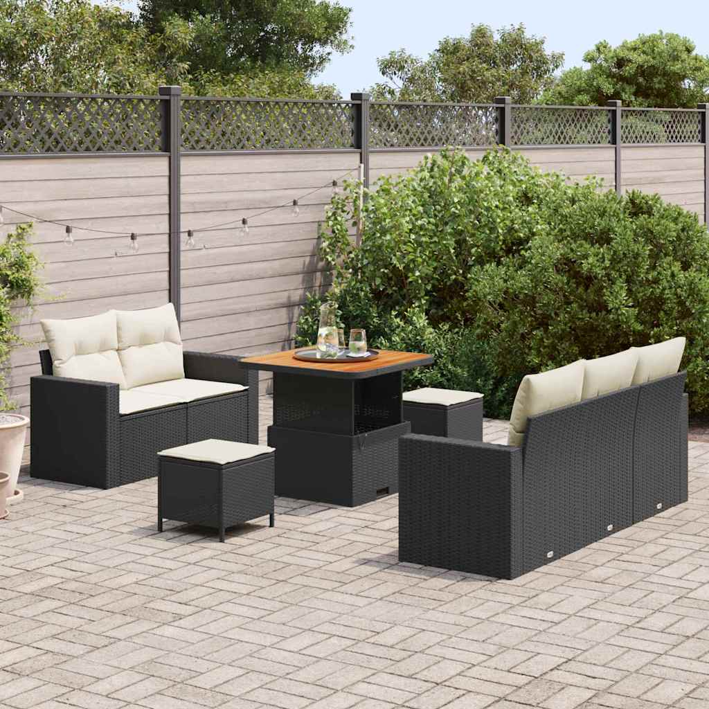 Tuin Sofa Set 8 st 5-Aantal zitplaatsen Zwart en Crème
