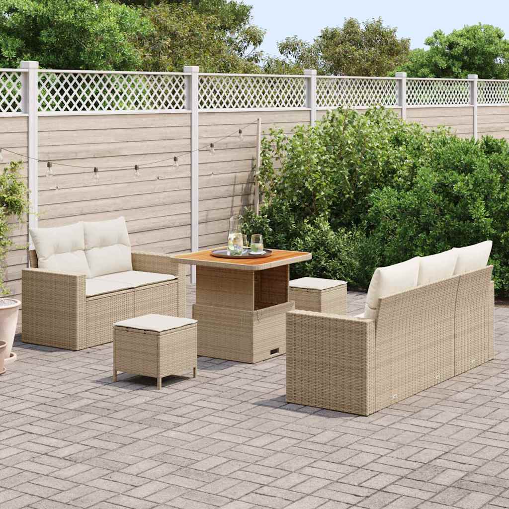Tuin Sofa Set 8 st 5-Aantal zitplaatsen Beige en Crème