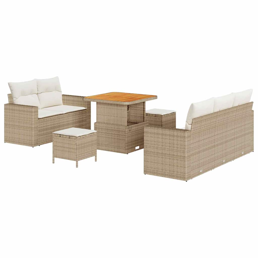 Tuin Sofa Set 8 st 5-Aantal zitplaatsen Beige en Crème