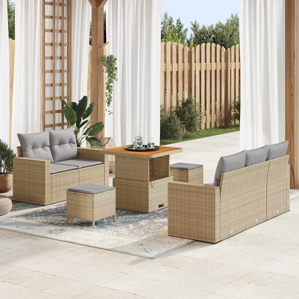 Tuin Sofa Set 8 st 5-Aantal zitplaatsen Beige en Licht Grijs