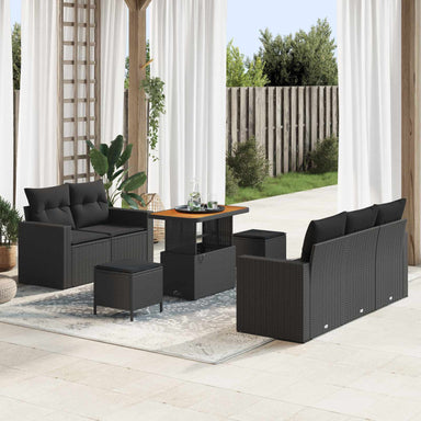 Tuin Sofa Set 8 st 5-Aantal zitplaatsen Zwart poly rattan