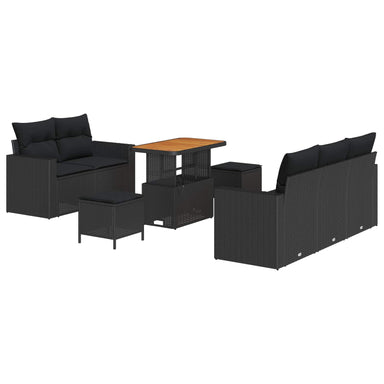 Tuin Sofa Set 8 st 5-Aantal zitplaatsen Zwart poly rattan