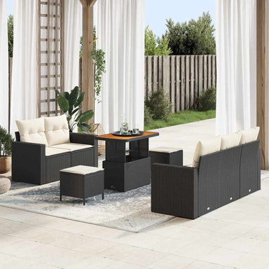 Tuin Sofa Set 8 st 5-Aantal zitplaatsen Zwart en Crème