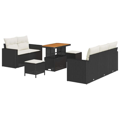 Tuin Sofa Set 8 st 5-Aantal zitplaatsen Zwart en Crème