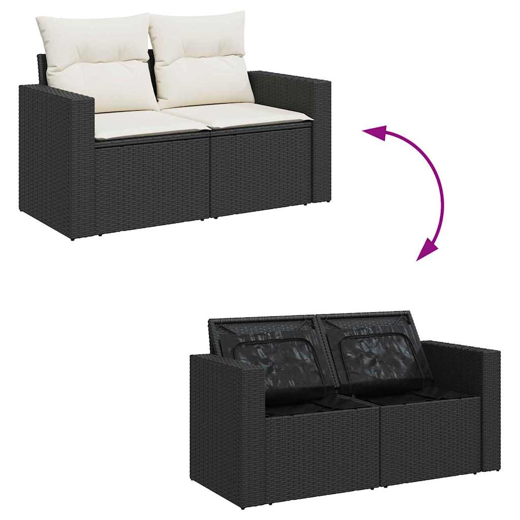 Tuin Sofa Set 8 st 5-Aantal zitplaatsen Zwart en Crème