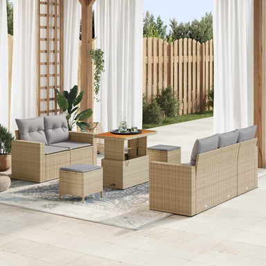 Tuin Sofa Set 8 st 5-Aantal zitplaatsen Beige en Licht Grijs