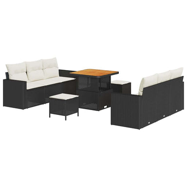 Tuin Sofa Set 9 st 6-Aantal zitplaatsen Zwart en Crème