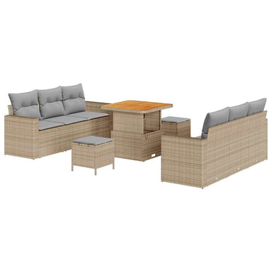 Tuin Sofa Set 9 st 6-Aantal zitplaatsen Beige en Licht Grijs