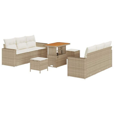Tuin Sofa Set met kussen met opslag 9 pcs beige en crèmekleurig