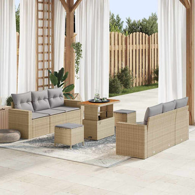 Tuin Sofa Set 9 st 6-Aantal zitplaatsen Zwart en Licht Grijs