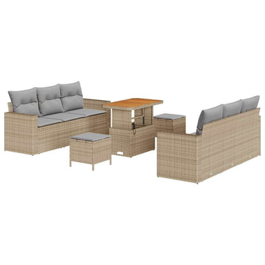 Tuin Sofa Set 9 st 6-Aantal zitplaatsen Zwart en Licht Grijs