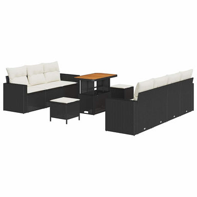 Tuin Sofa Set 10 st 7-Aantal zitplaatsen Zwart en Crème
