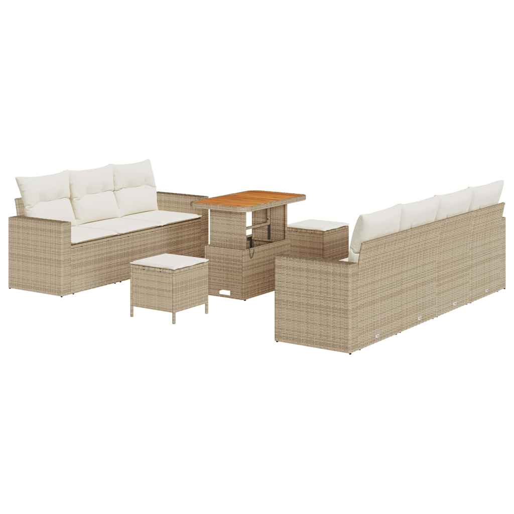 Tuin Sofa Set 10 st 7-Aantal zitplaatsen Beige en Crème