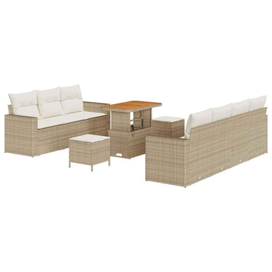 Tuin Sofa Set 10 st 7-Aantal zitplaatsen Beige en Crème