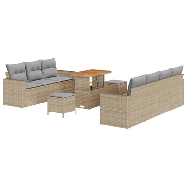 Tuin Sofa Set 10 st 7-Aantal zitplaatsen Beige en Licht Grijs