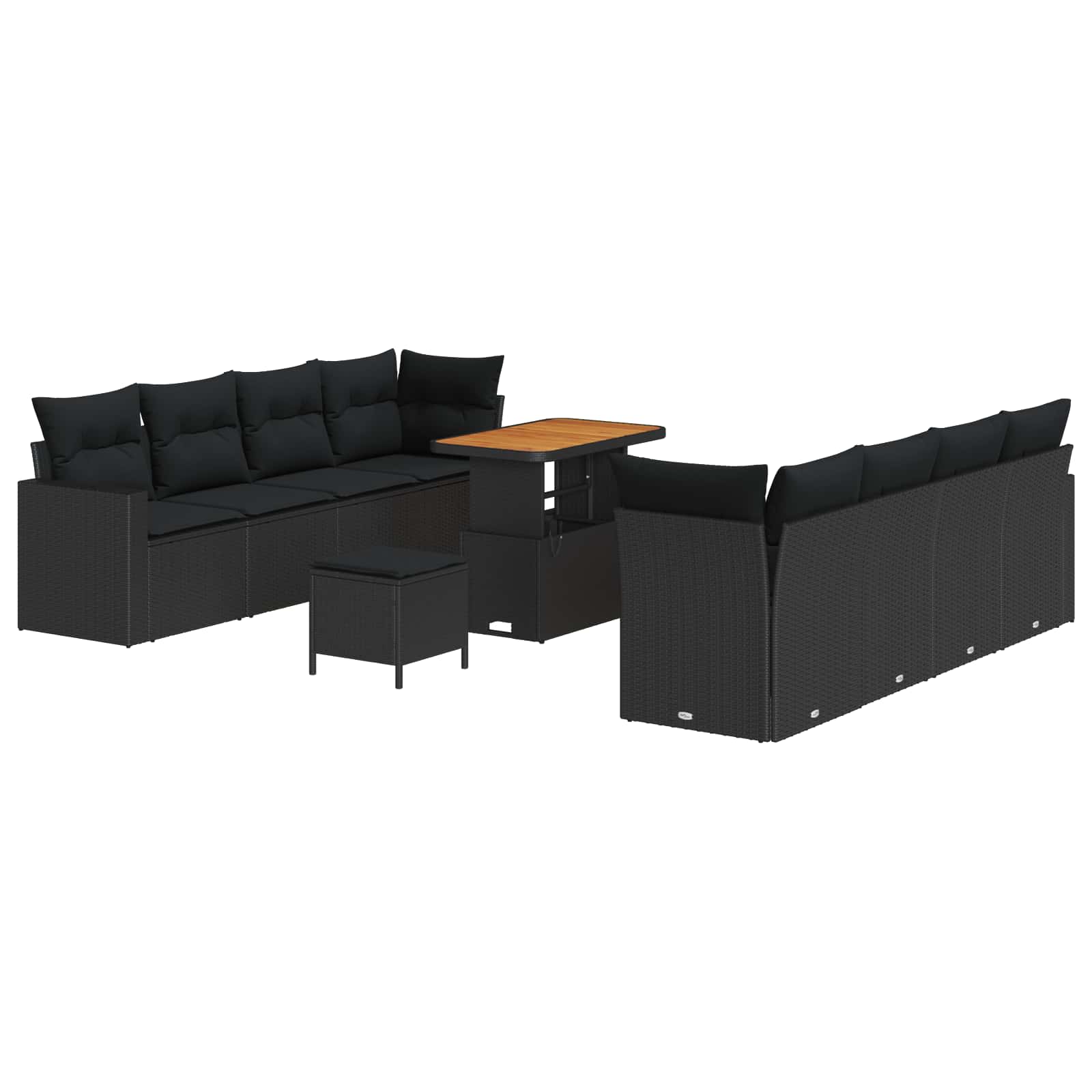 Tuinbankenset 12 st 12-Aantal zitplaatsen Zwart poly rattan