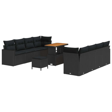 Tuinbankenset 12 st 12-Aantal zitplaatsen Zwart poly rattan