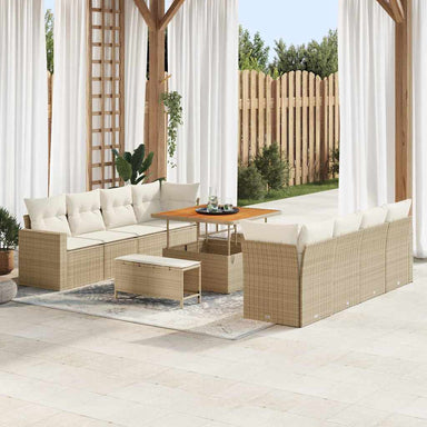 Tuinbankenset 12 st 12-Aantal zitplaatsen Beige en Crème
