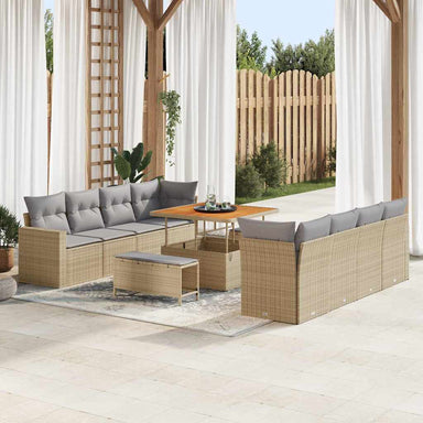 Tuinbankenset 12 st 12-Aantal zitplaatsen Beige en Licht Grijs