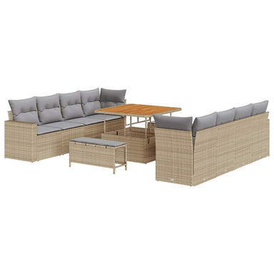 Tuinbankenset 12 st 12-Aantal zitplaatsen Beige en Licht Grijs