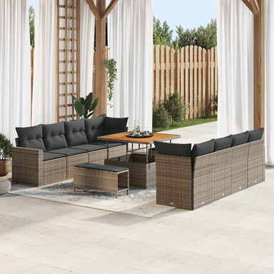 Tuinbankenset 12 st 12-Aantal zitplaatsen Grijs poly rattan