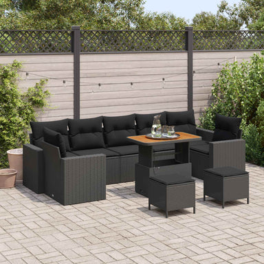 Tuinbankenset met kussen 13 pcs Zwart poly rattan