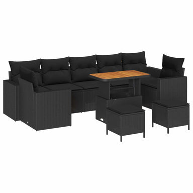 Tuinbankenset met kussen 13 pcs Zwart poly rattan