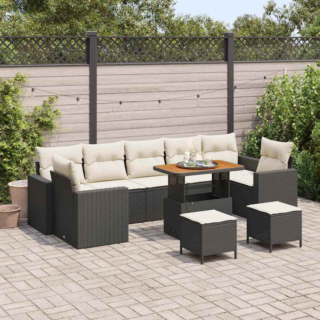 Tuinbankenset met kussen 13 pcs Beige en Crème poly rattan