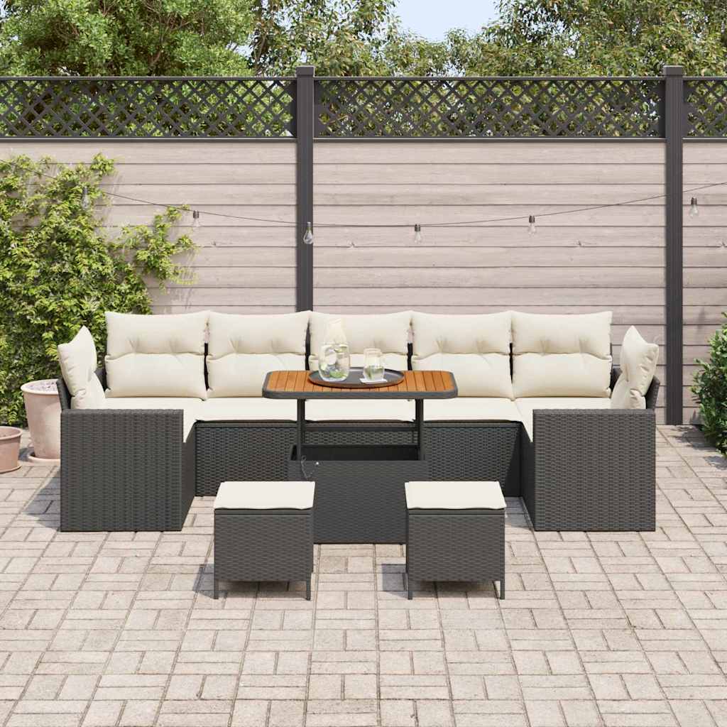 Tuinbankenset met kussen 13 pcs Beige en Crème poly rattan