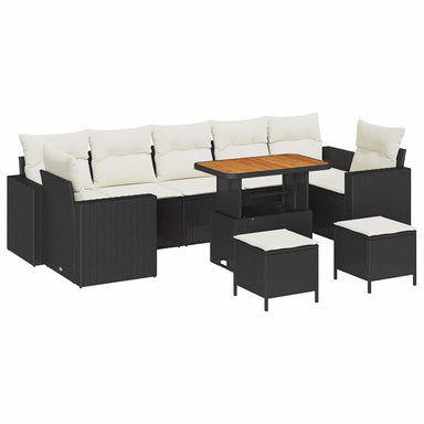 Tuinbankenset met kussen 13 pcs Beige en Crème poly rattan