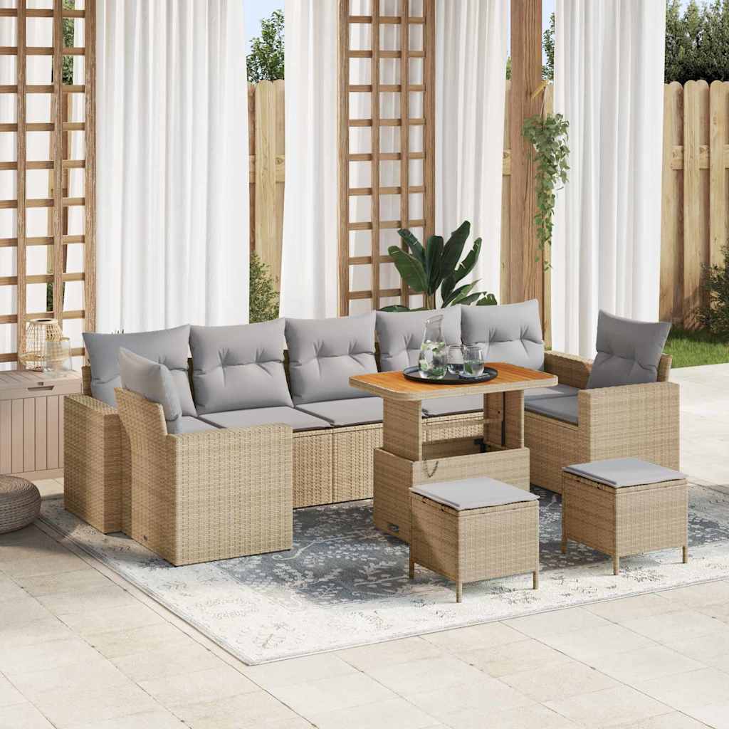 Tuinbankenset 10 st 9-Aantal zitplaatsen Beige en Licht Grijs