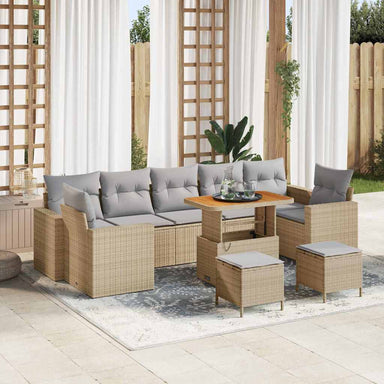 Tuinbankenset 10 st 9-Aantal zitplaatsen Beige en Licht Grijs