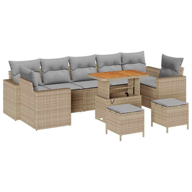 Tuinbankenset 10 st 9-Aantal zitplaatsen Beige en Licht Grijs